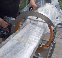 ملفاف يدوي مداري يعمل بالطاقة | آلة تغليف أفلام قابلة للتمدد محمولة للأنابيب والأخشاب والمنتجات الطويلة HROW-450 - آلة تغليف بالشريط